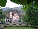 Church at Kefalari with lake in front
