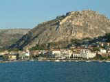 View of Nafplion & the Palamdi from the Bourtzi castle in the harbour